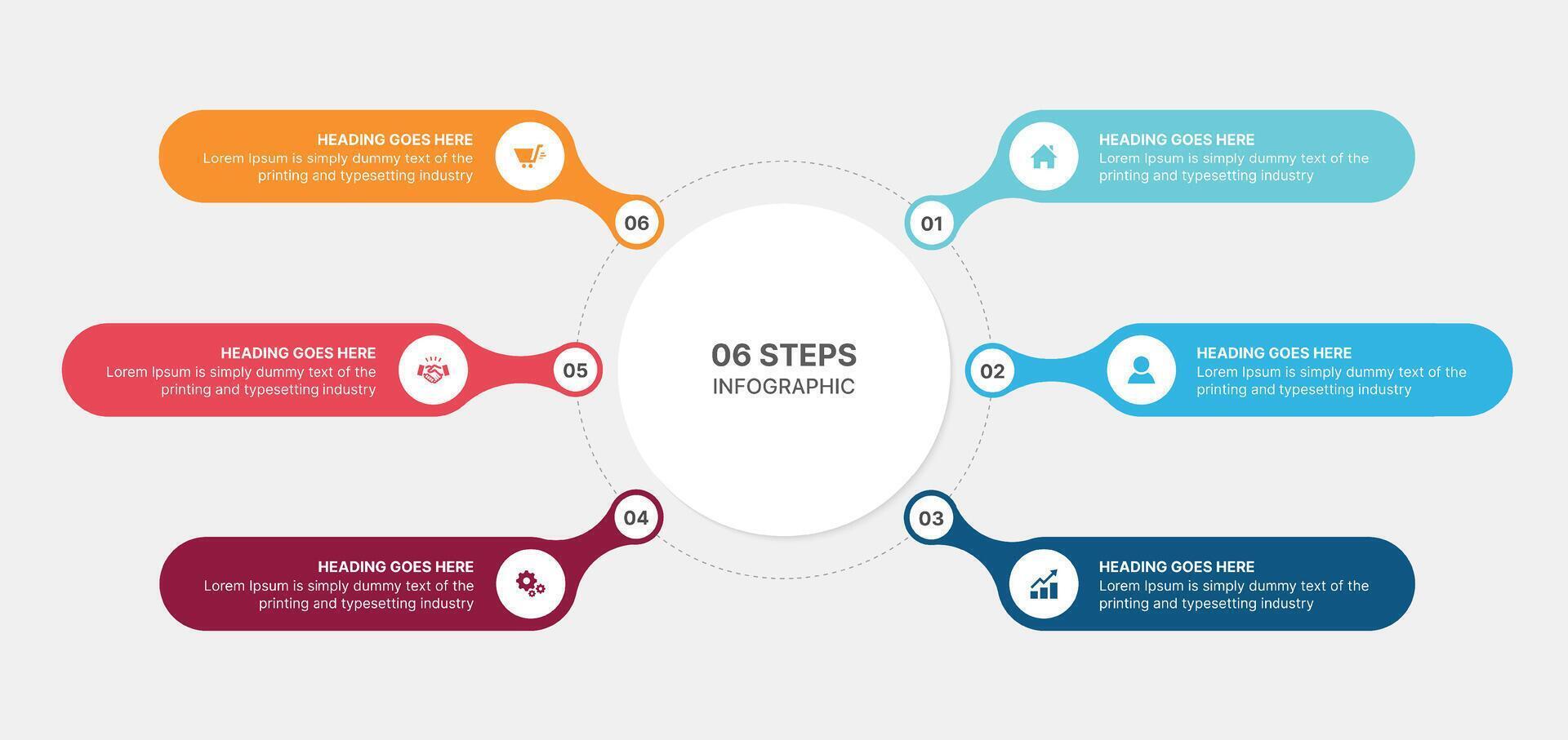 Circle Infographic Template Design With 6 Steps, Process Workflow Diagram vector