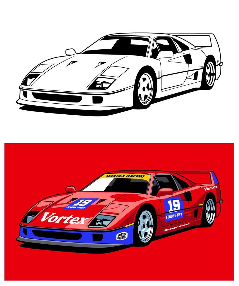 Vortex Racing Car Illustration Design vector