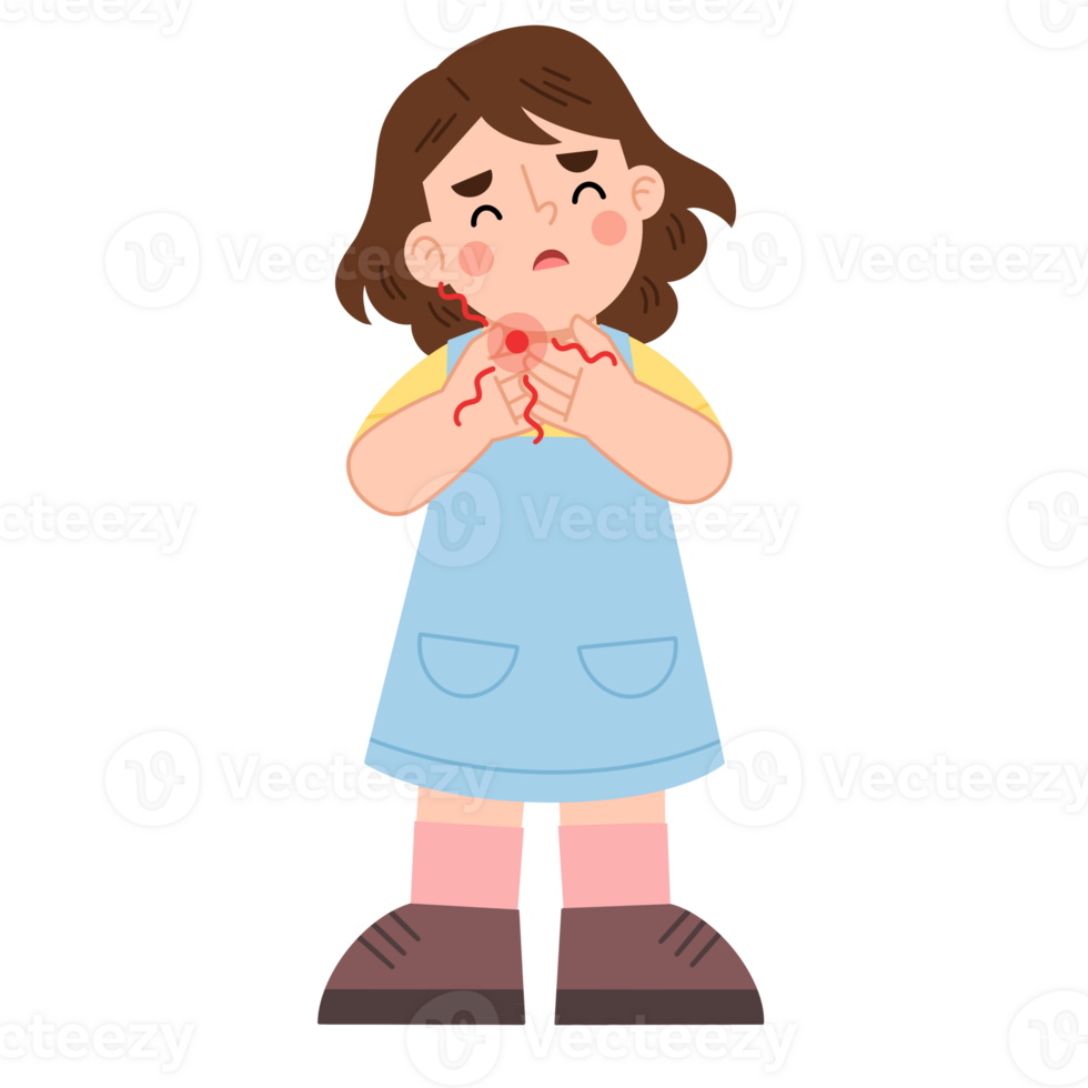 Illustration of a girl having a sore throat png