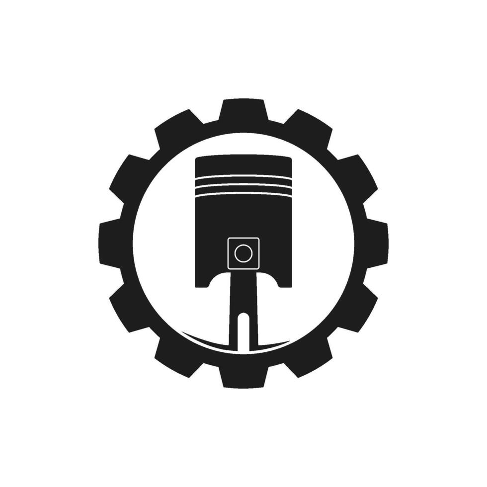 piston and gear logo icon flat design vector