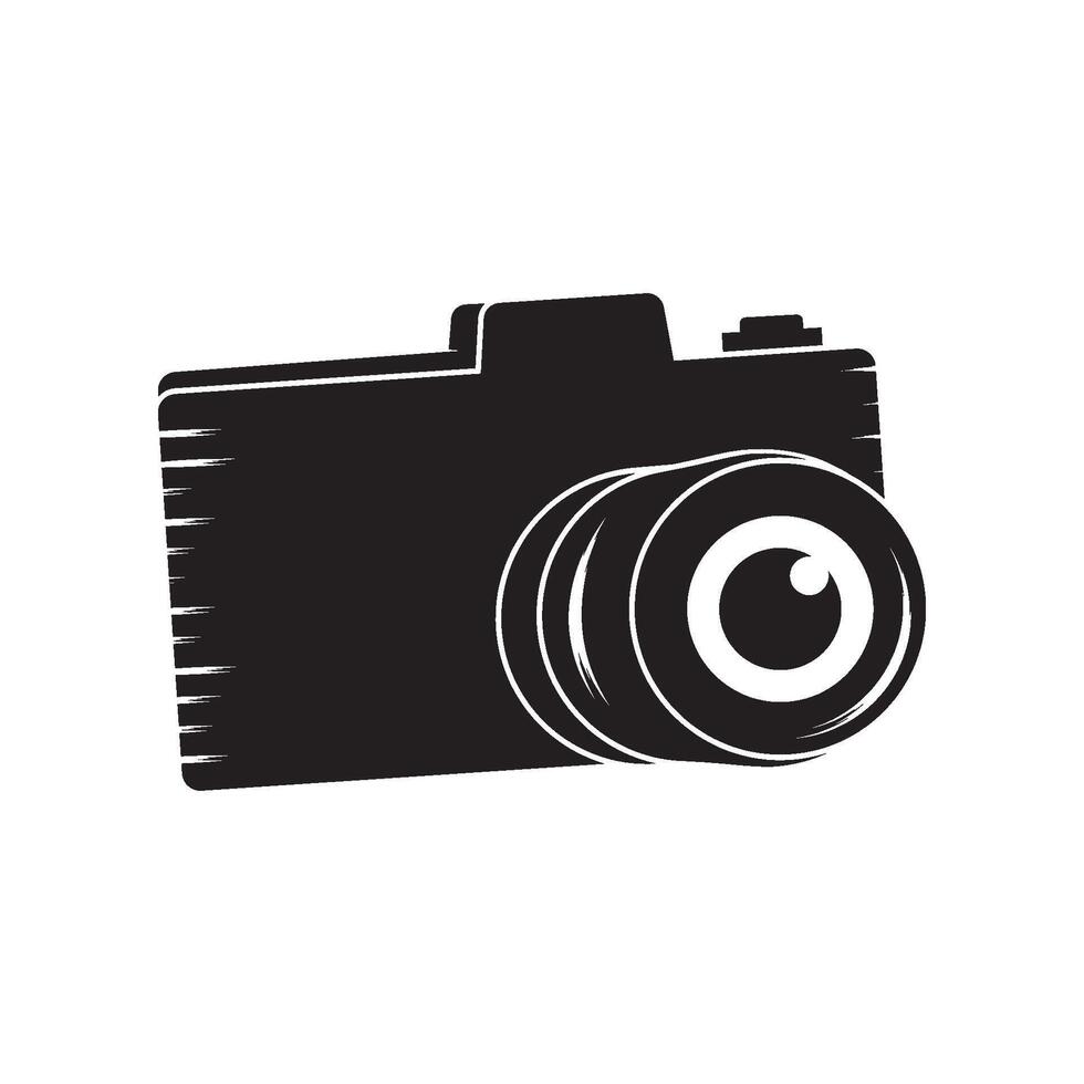 black Camera logo icon template flat design vector
