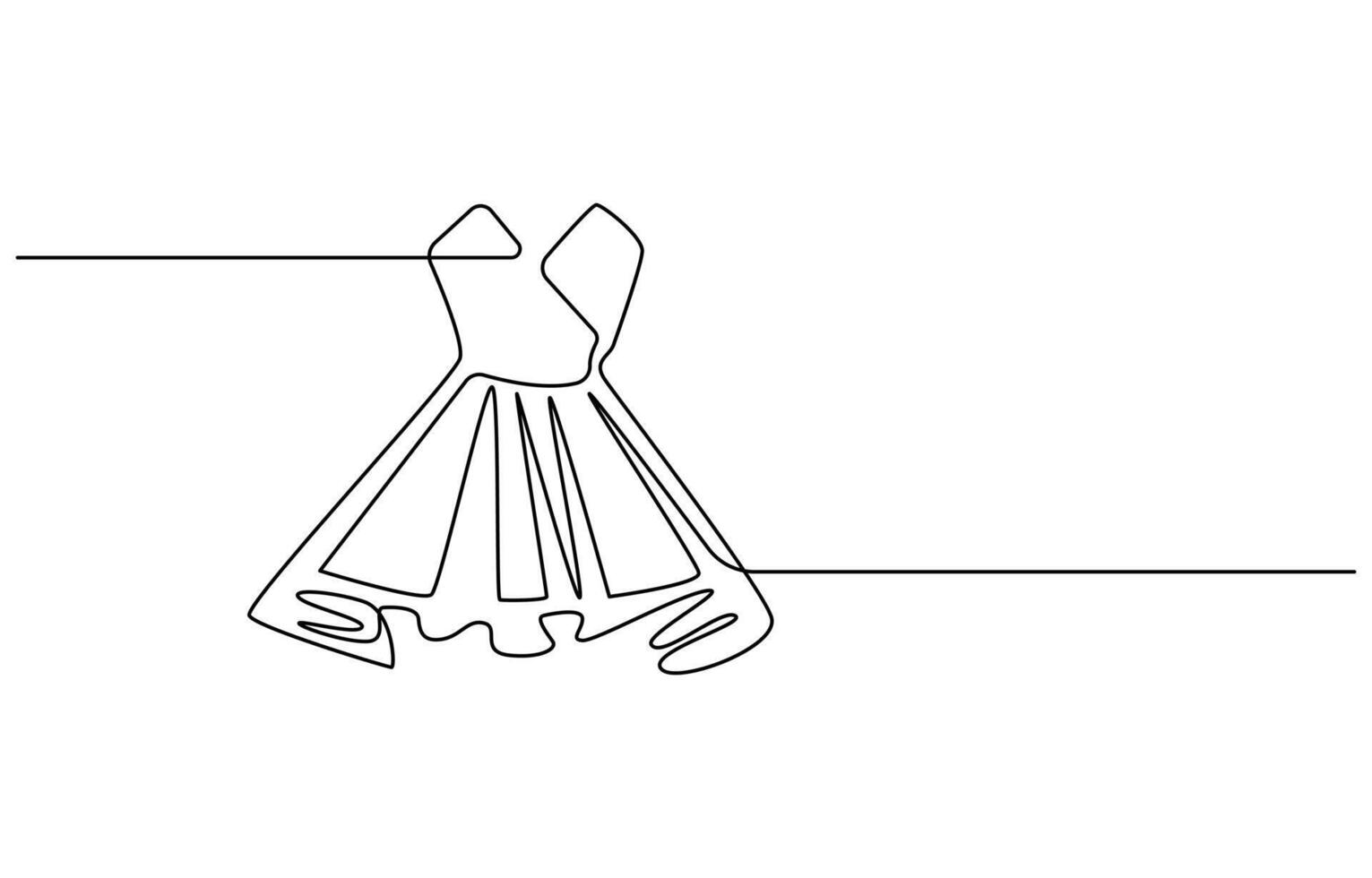 Wedding dress in one continuous line drawing vector