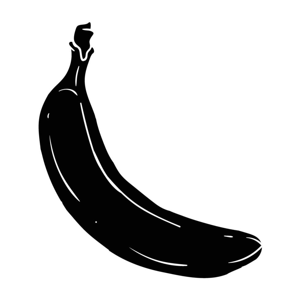 a black illustration of a banana vector