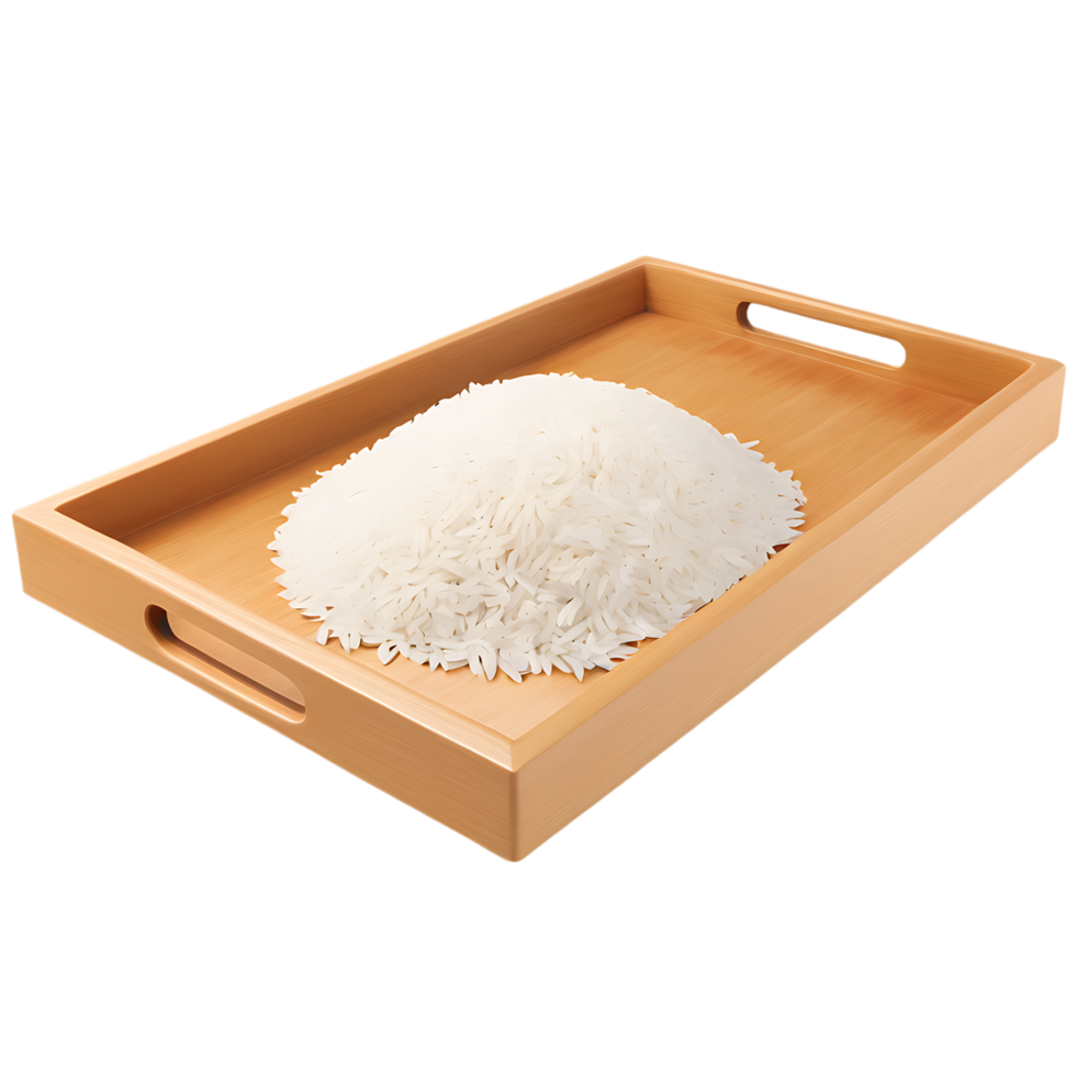wooden bowl of raw rice png