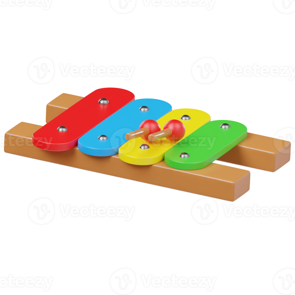 3d xylophone instrument toy icon render png