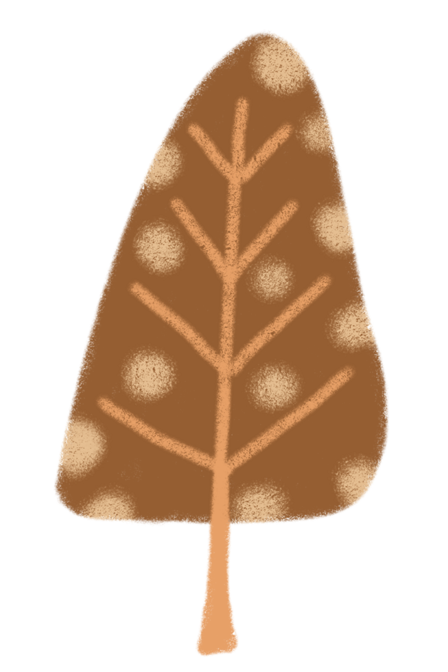 Cute hand drawn flat brown tree png