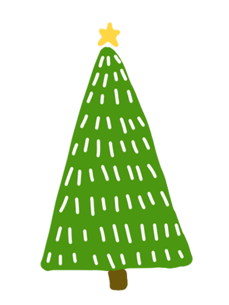 Hand drawn christmas tree with line pattern png