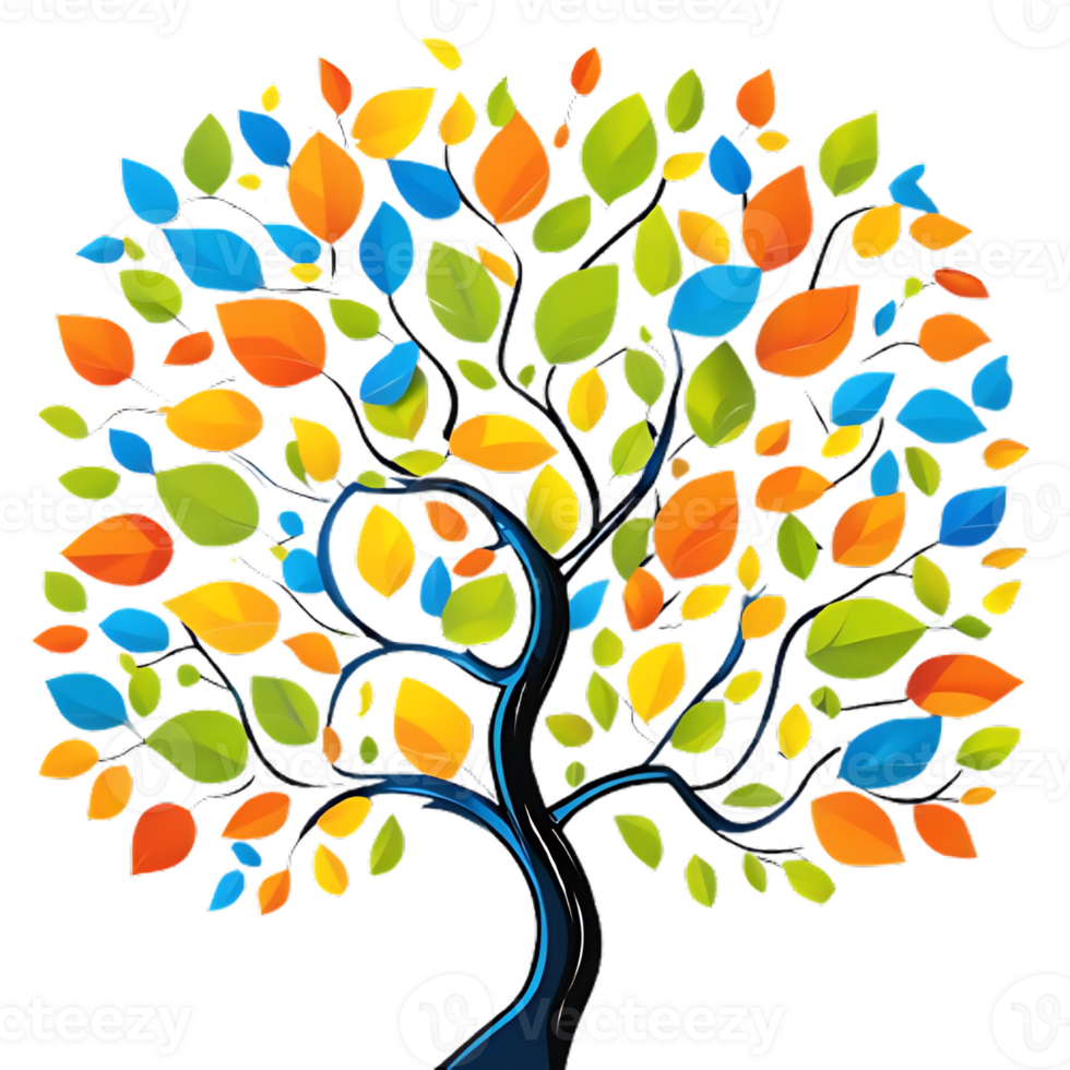 Dynamic Colorful Tree Graphic for Art Lovers png