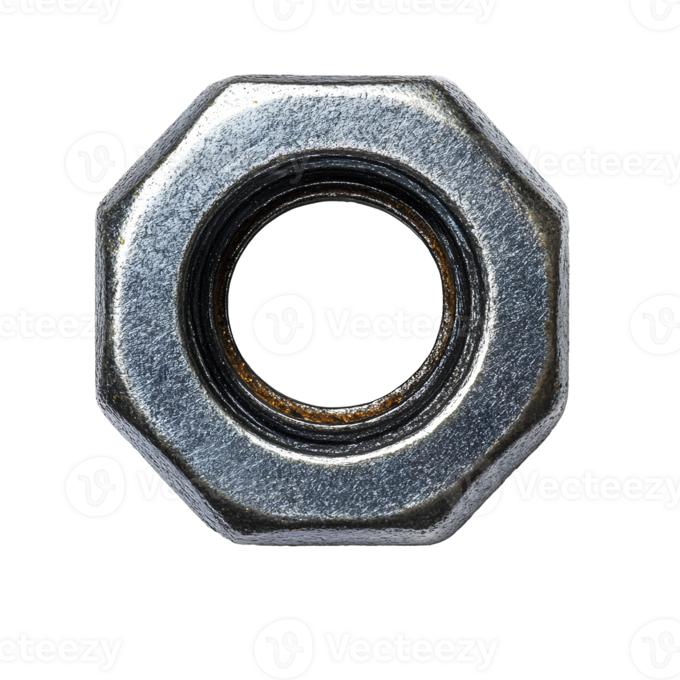 nut for construction . bolt and nut top view . hex nut for construction and industrial sites flat lay isolated. metal nut and bolt png