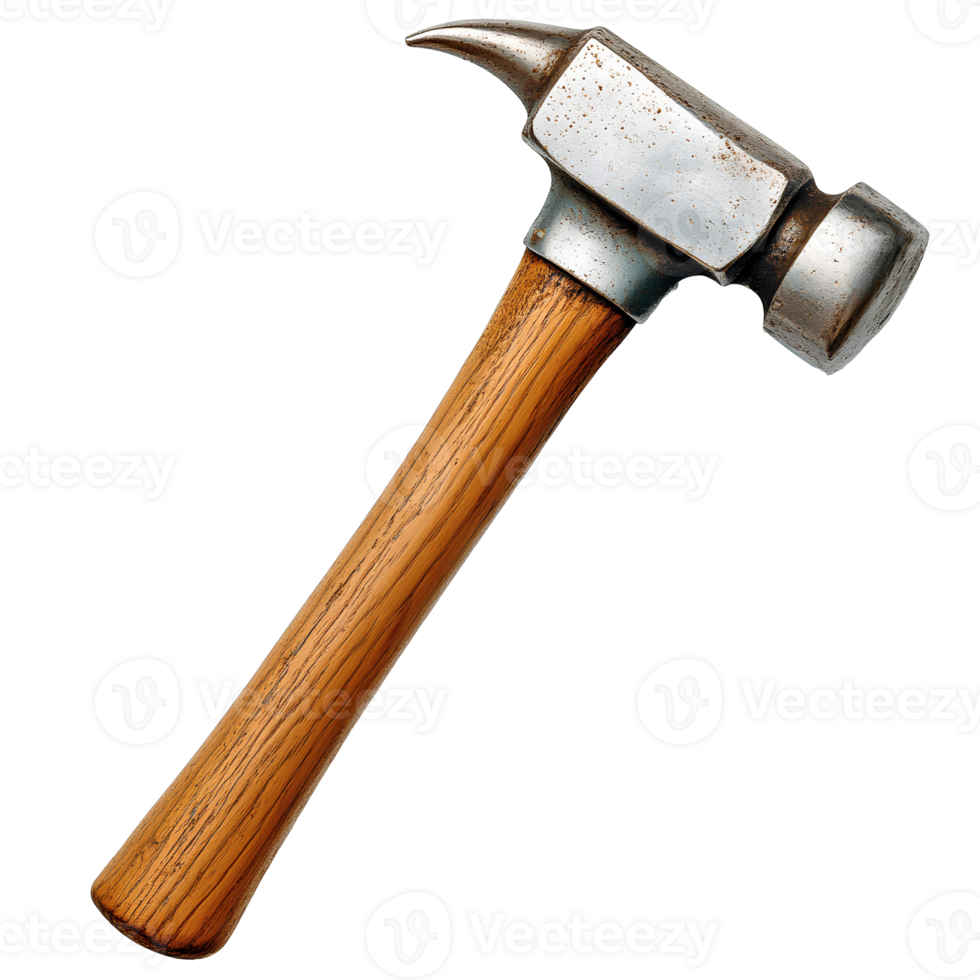 hammer . Hammer for construction top view . hammer tool with head and long handle flat lay isolated. industry favourite hammer png