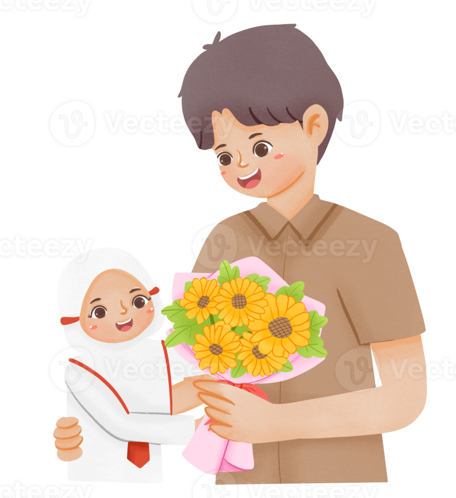 A man giving a flower to a girl png
