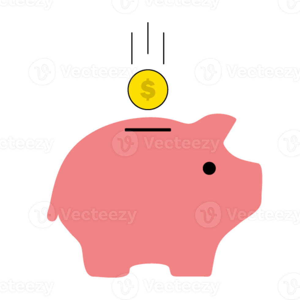 piggy bank with coin icon on transparent background png