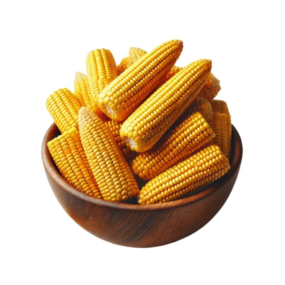 Freshly cooked corn on the cob served in a bowl perfect for food photography and culinary designs png