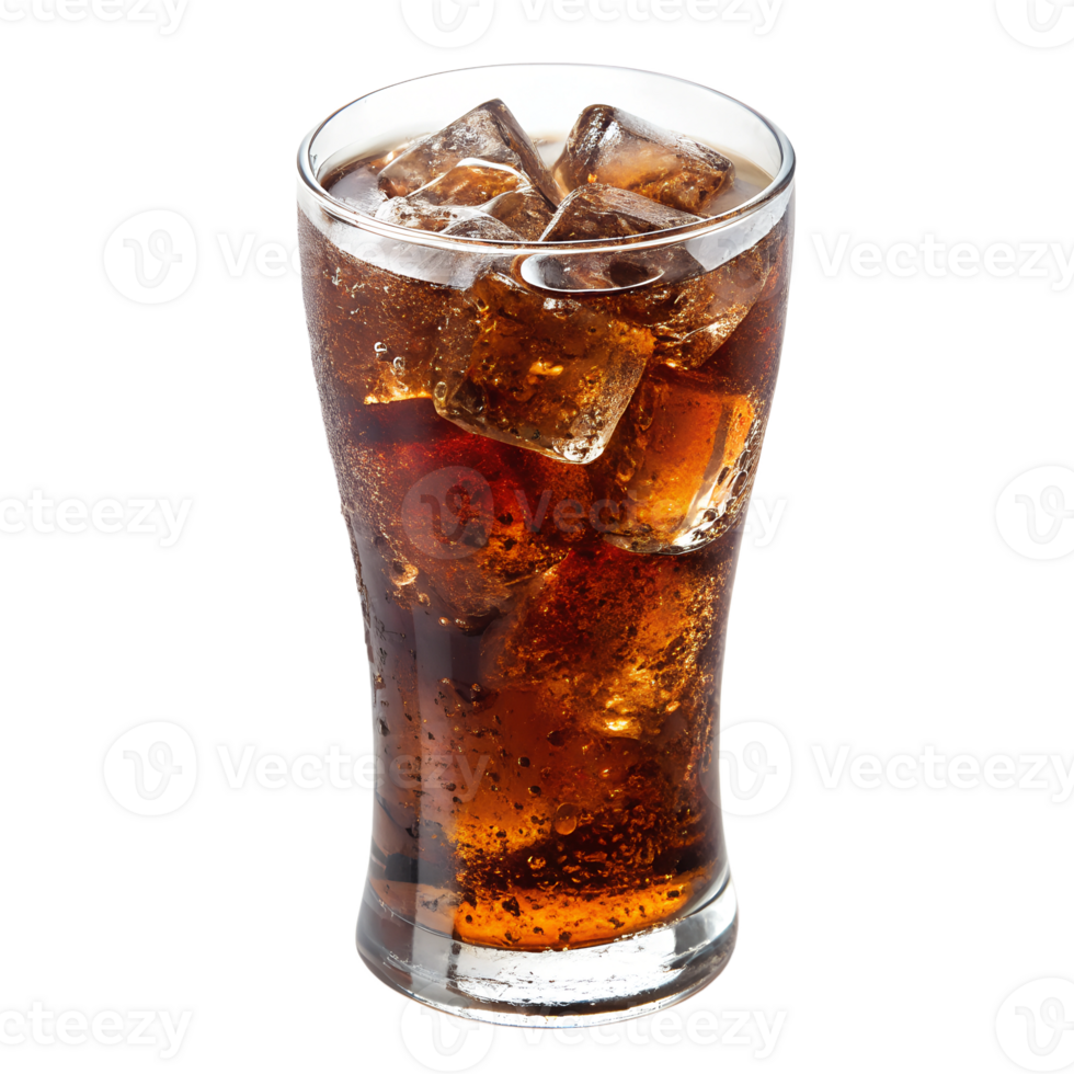 Fresh cola drink with ice cubes isolated on a transparent background png