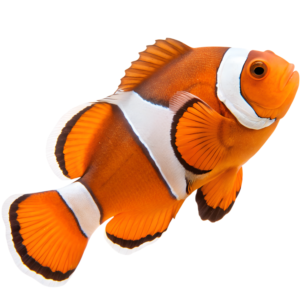 Orange clown fish isolated on the transparent background. Marine creature png