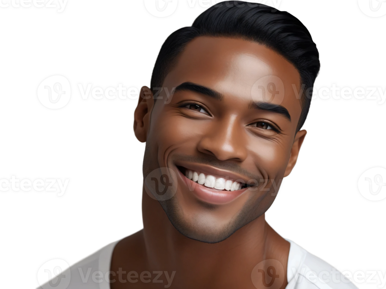 A smiling black man with a white shirt png