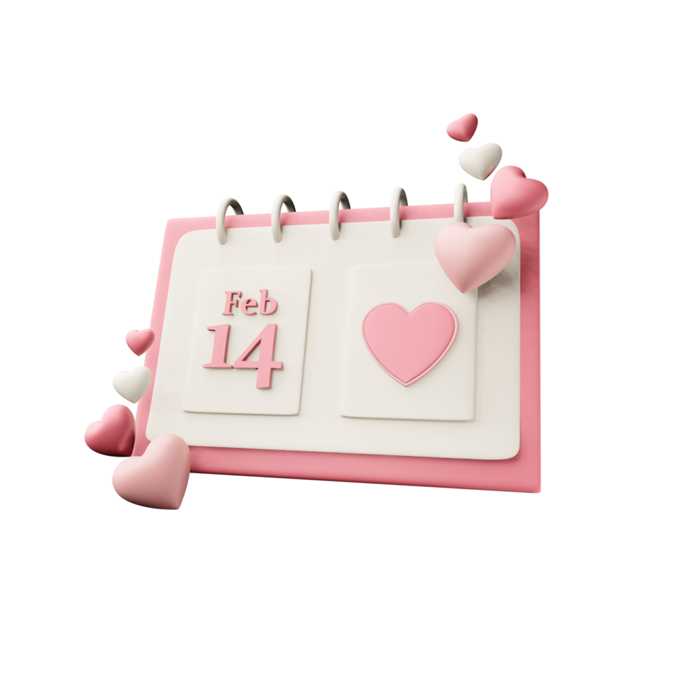 3D calendar with a Valentine's Day reminder. png