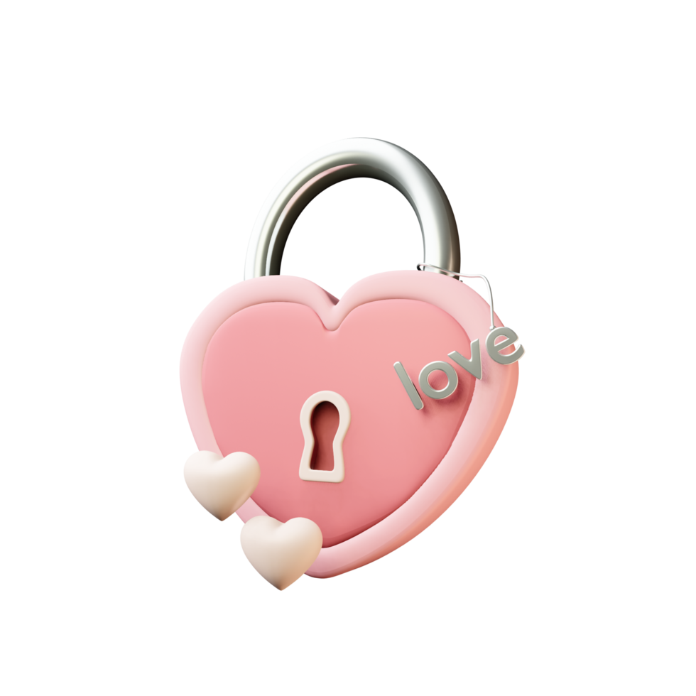 3d lock in the form of a heart with a hole for a key. Icon for the Day of All Lovers. Valentine's Day png