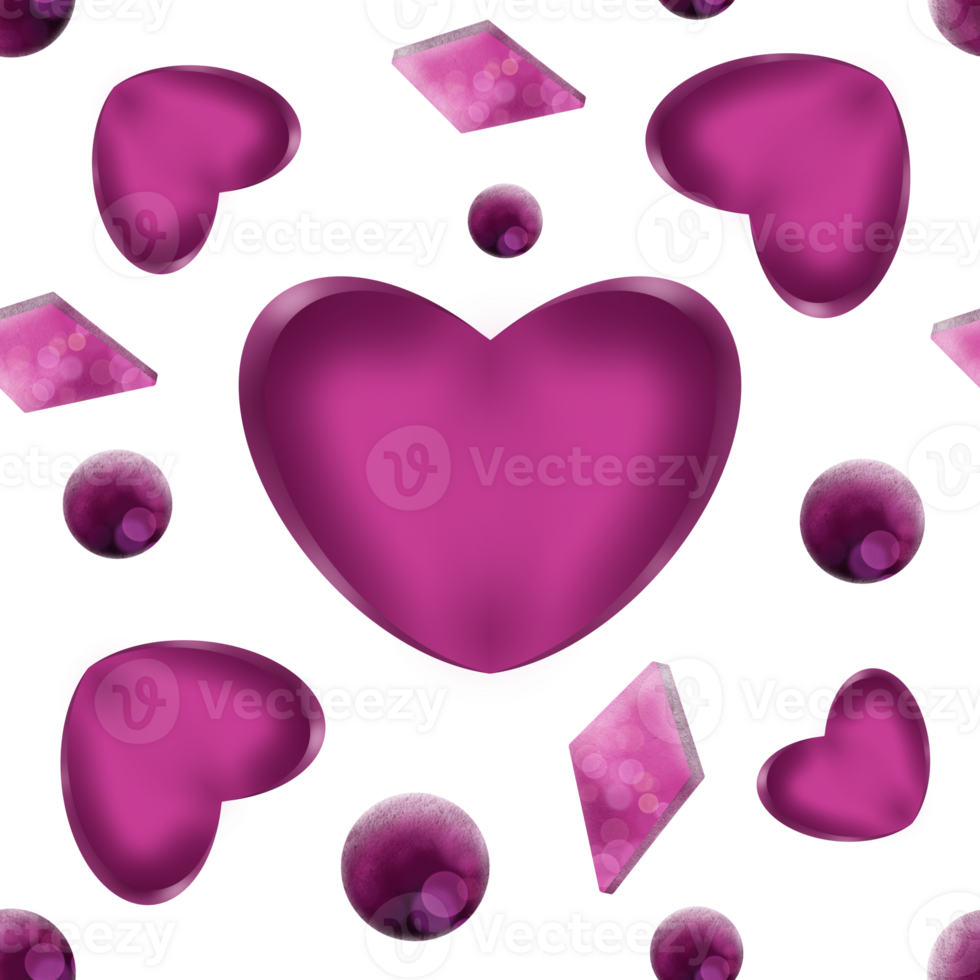 Seamless geometric pattern with hearts and geometric shapes png