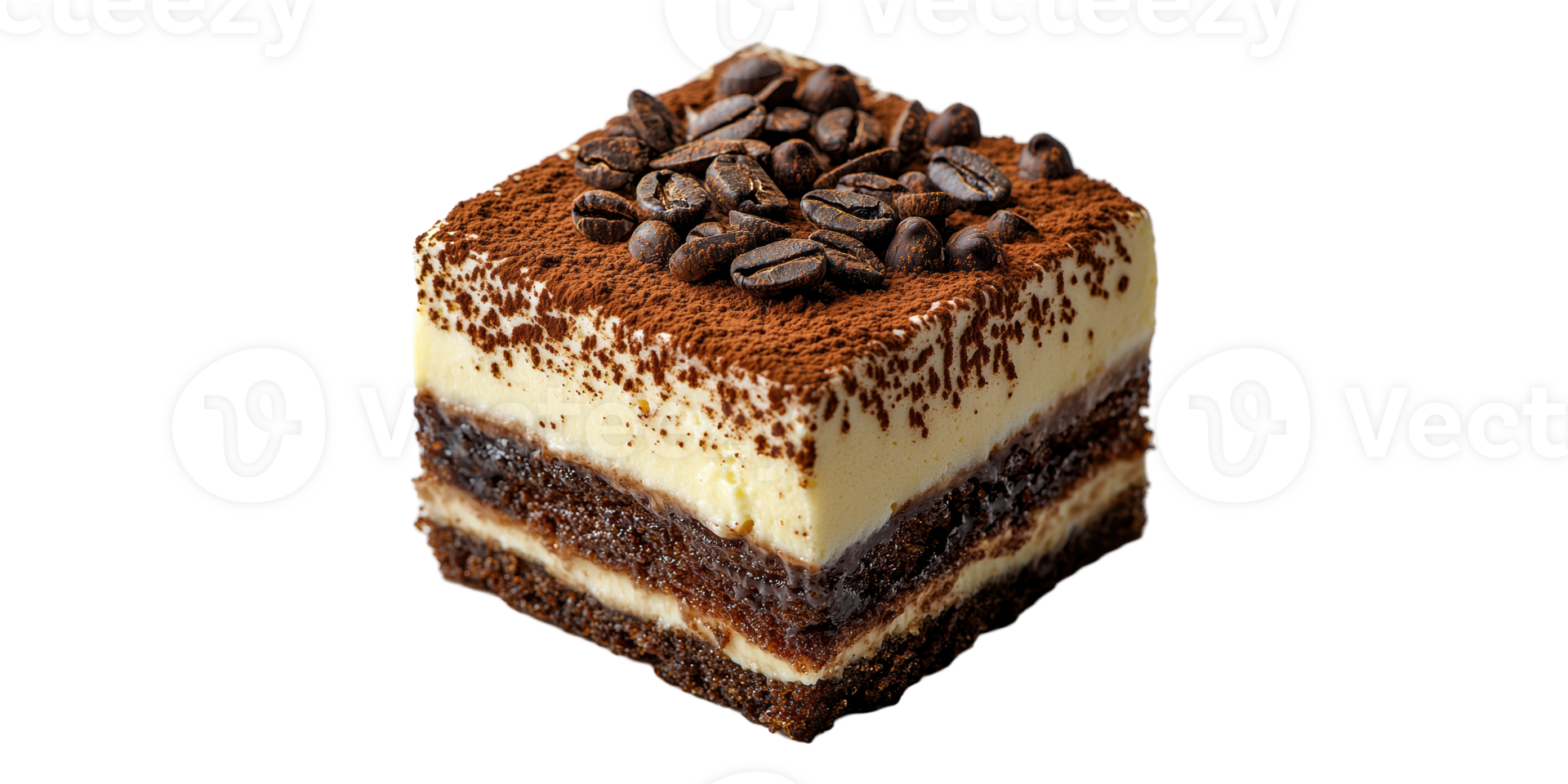 Tiramisu Slice Isolated on Transparent Background. png