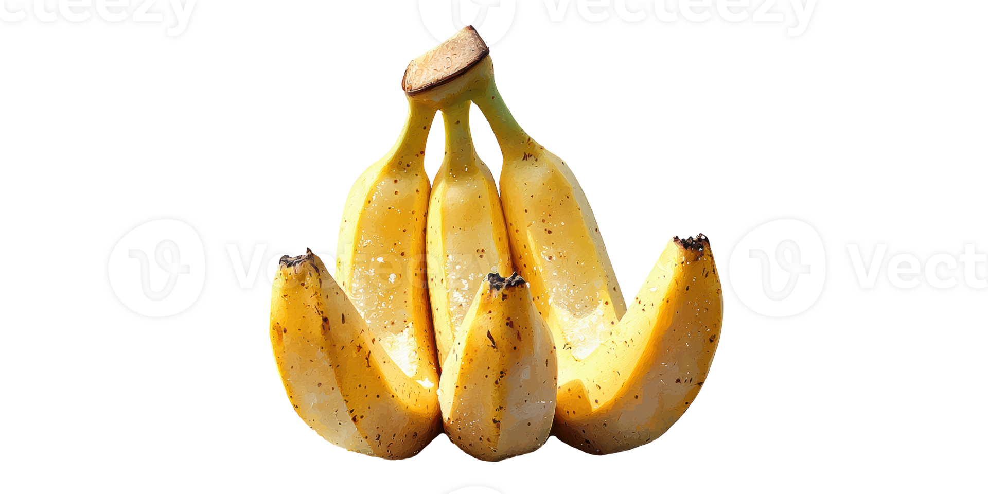 Bunch of Mini Bananas Isolated on Transparent Background. png