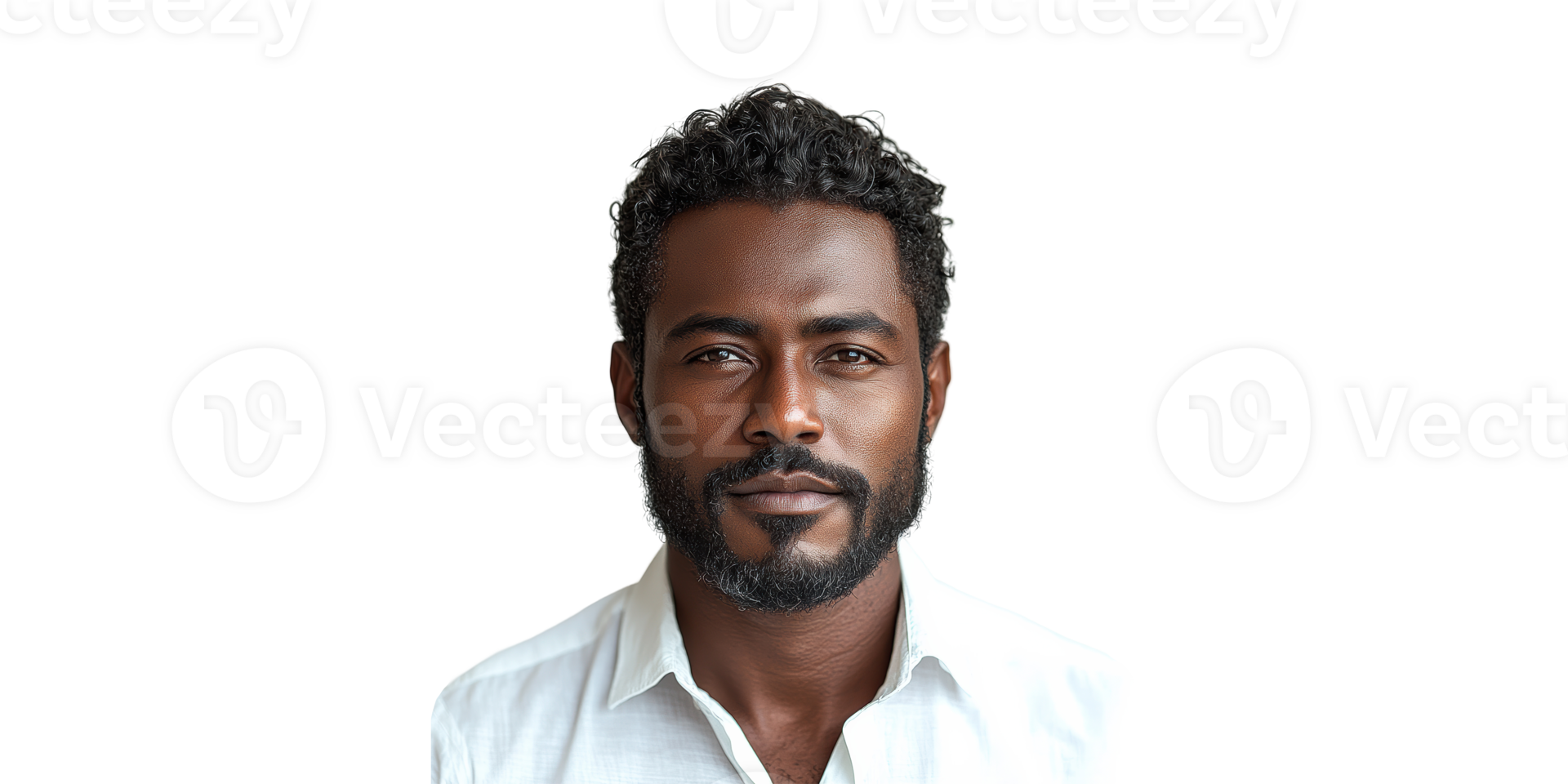 Man With Beard and White Shirt Isolated on Transparent Background. png