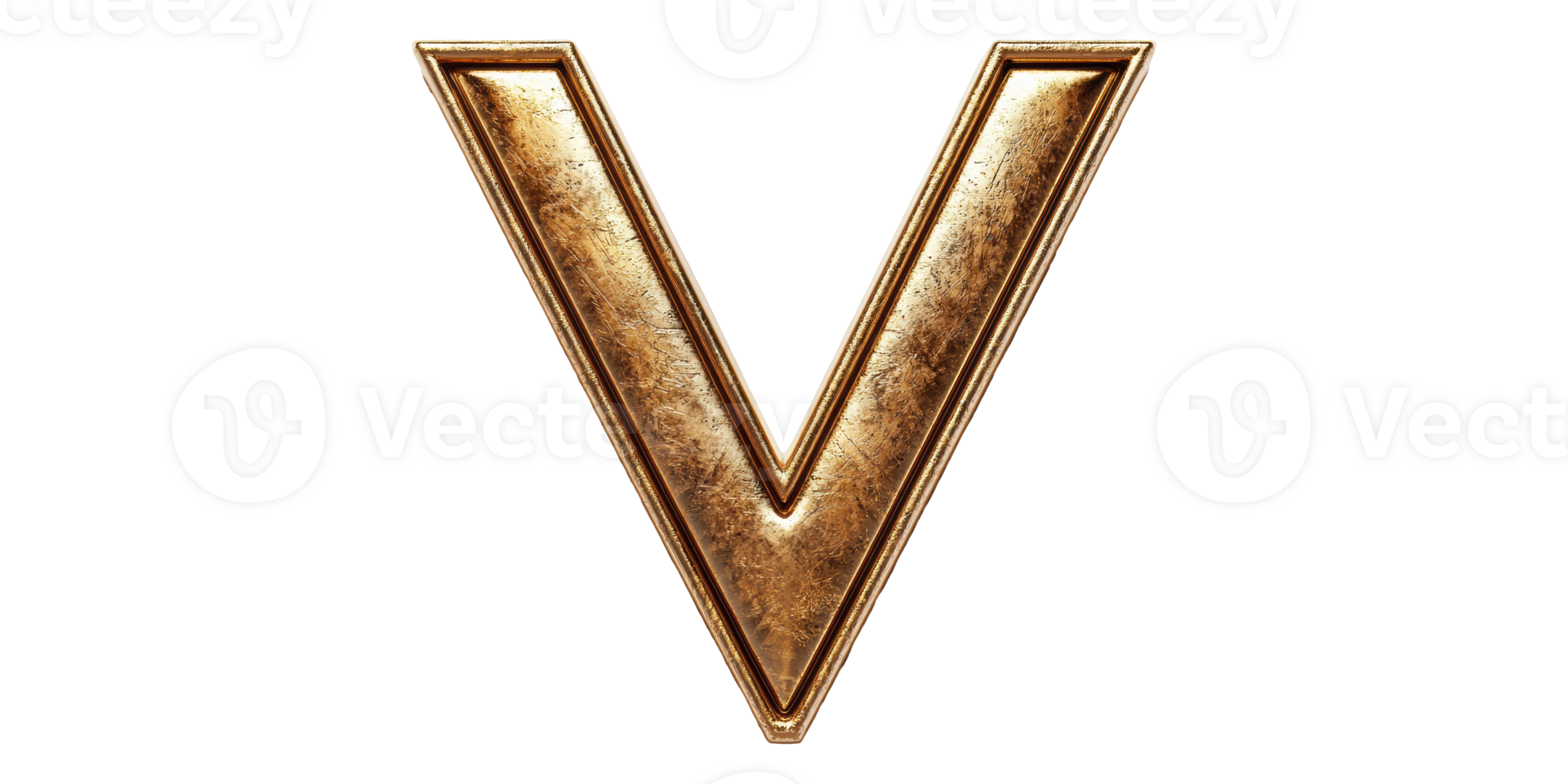Gold letter v with textured surface isolated on transparent background png