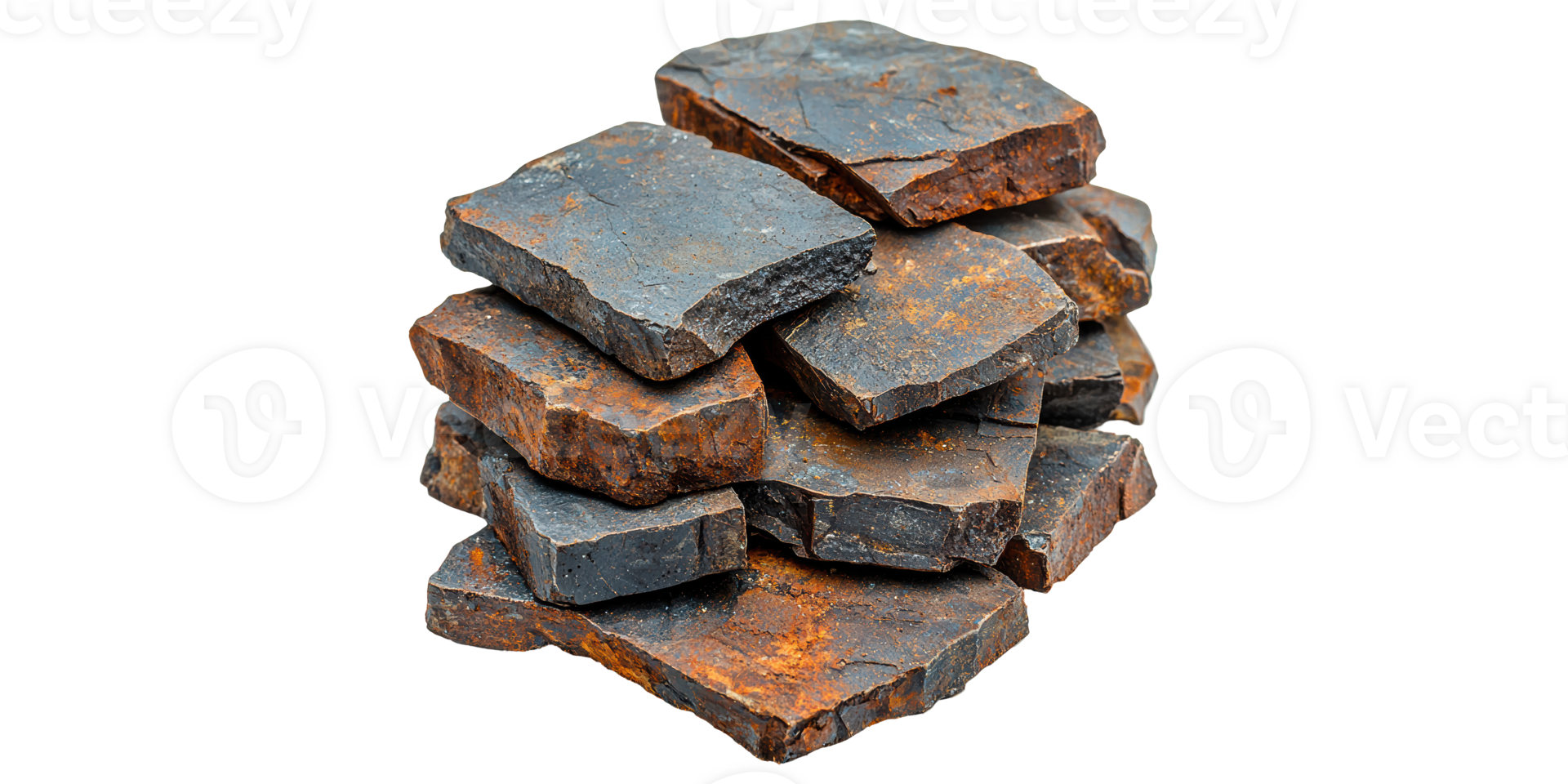 Stack of iron ore rocks isolated on transparent background png
