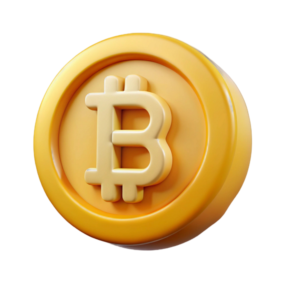 3D Render of a Golden Bitcoin Coin png