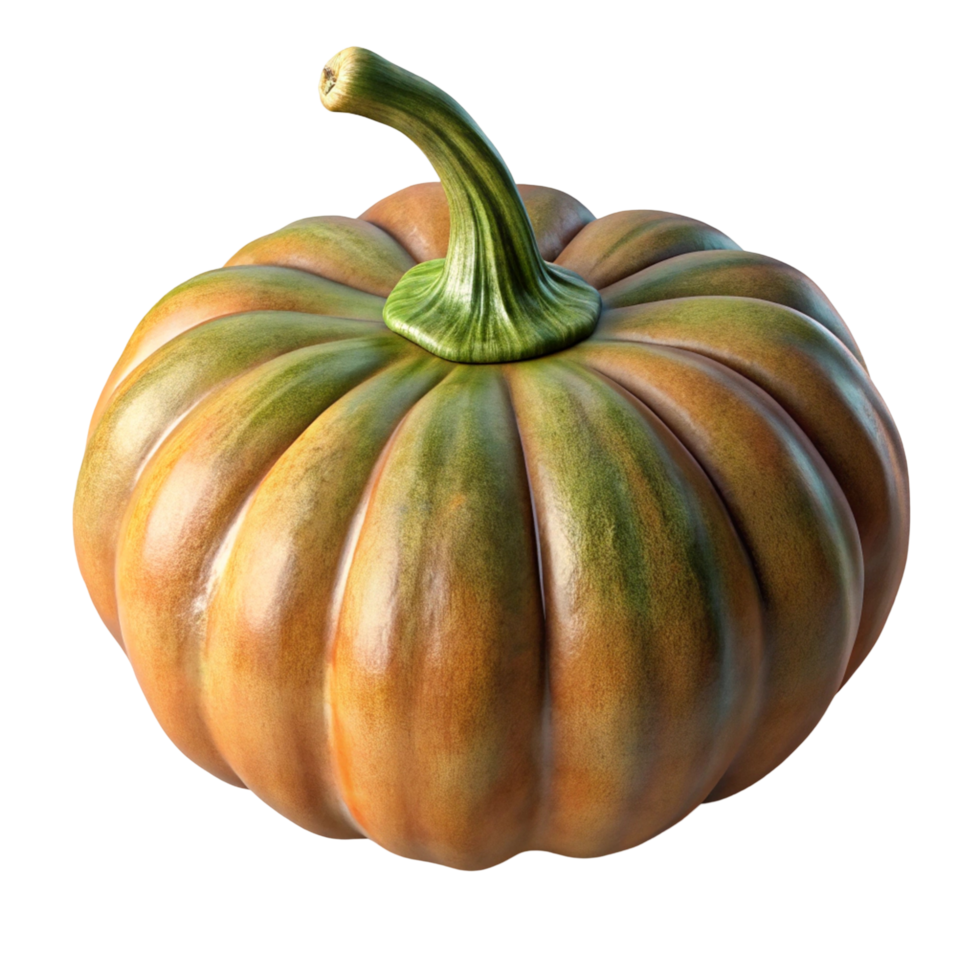 Single Ripe Orange and Green Pumpkin Isolated on png