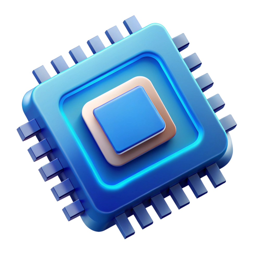 Abstract 3D Rendering of a Microchip - Technology png