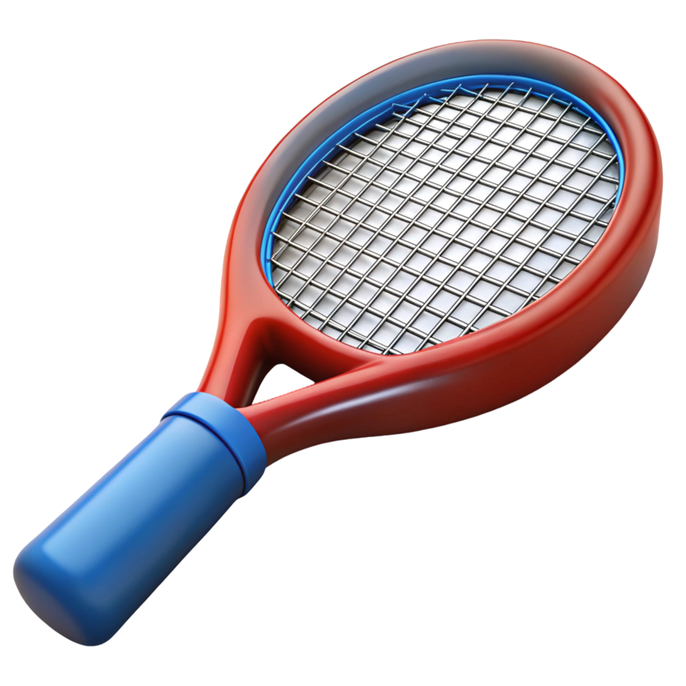 Red and Blue Tennis Racket, 3D Render png