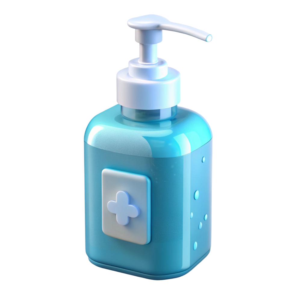 3D Render of a Light Blue Hand Sanitizer Bottle png