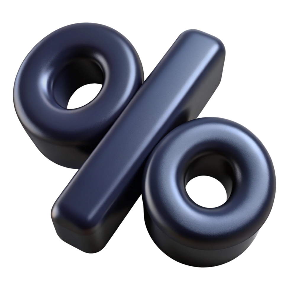 3D Render of a Dark Metallic Percentage Symbol png