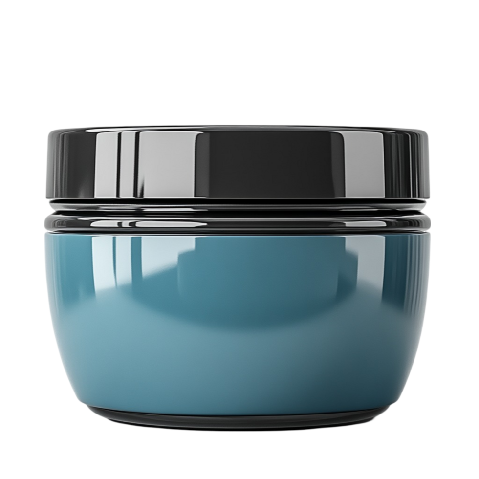 Small Blue Ceramic Bowl with Black Lid on Transparent Background png