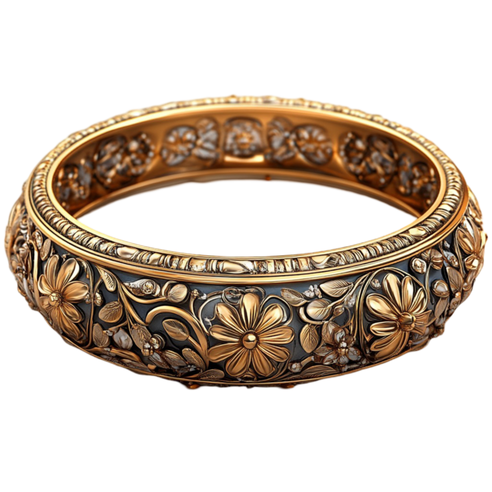 Ornate Gold Ring with Intricate Design png