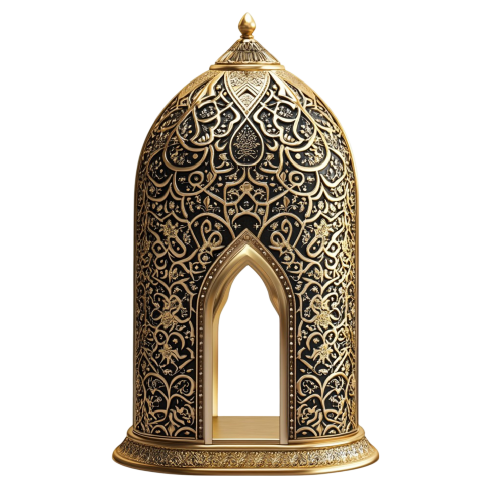 Golden Lantern with Black and Gold Floral Patterns png