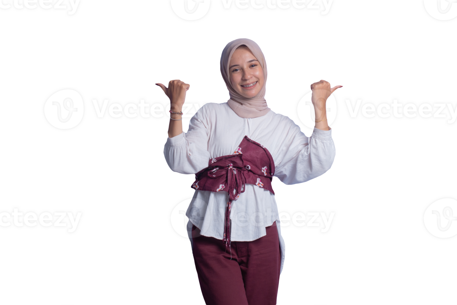 A woman in a hijab is posing for the camera png