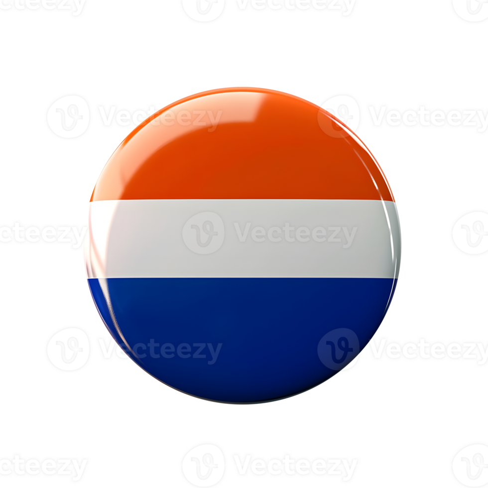 Netherlands round flag badge isolated on transparent background png