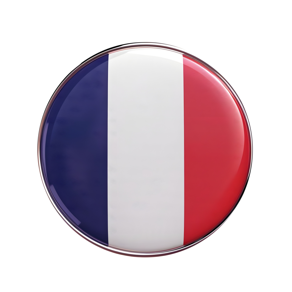 French round flag badge isolated on transparent background png