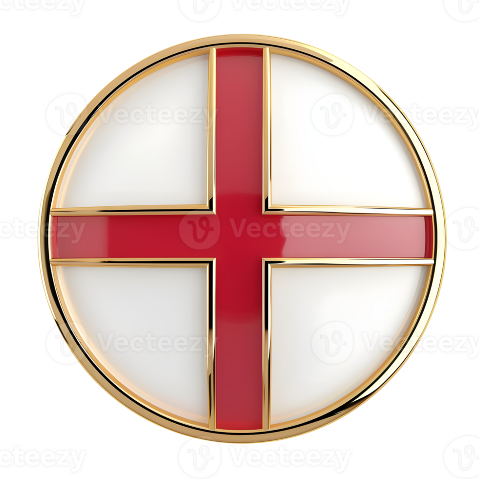 Glossy Round Button with English Flag Design isolated on transparent background png