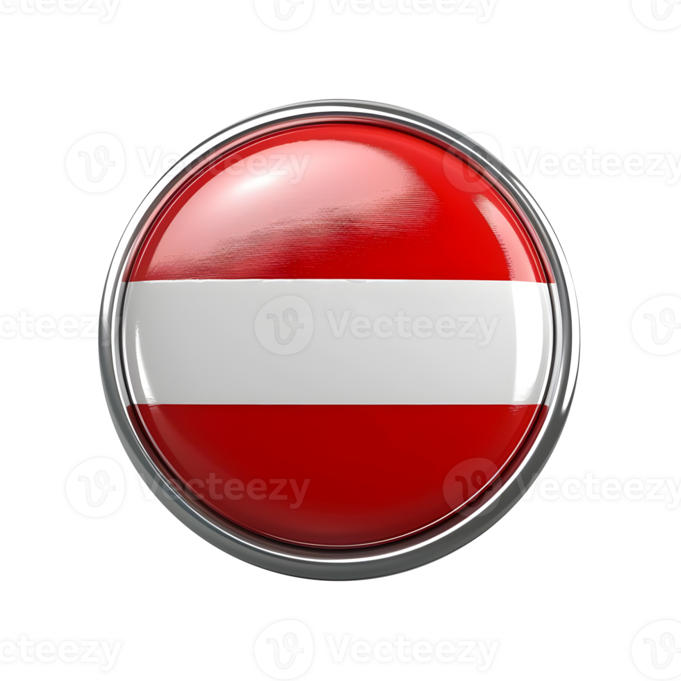Austrian Flag Button Isolated on White Background isolated on transparent background png