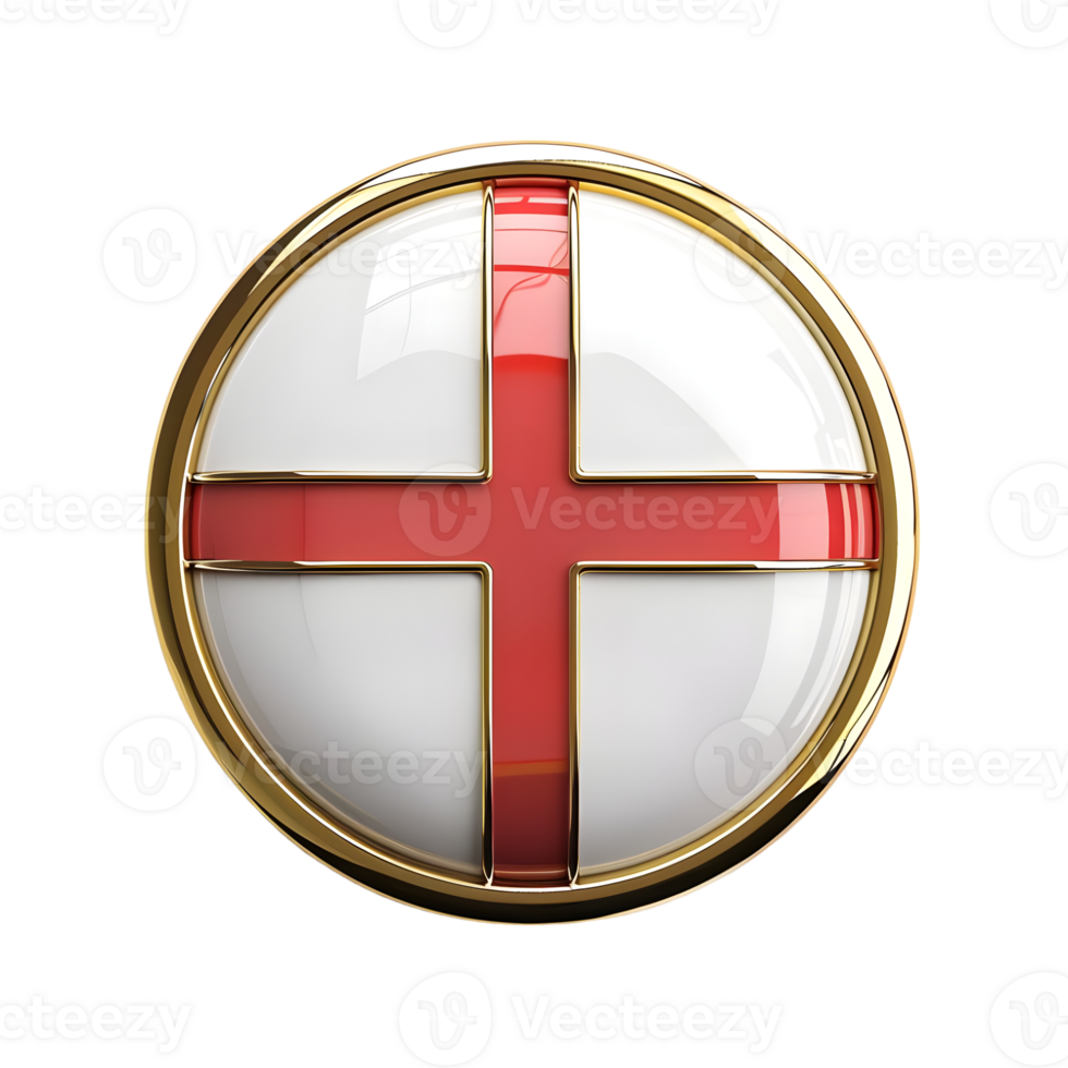 Glossy Round Button with English Flag isolated on transparent background png