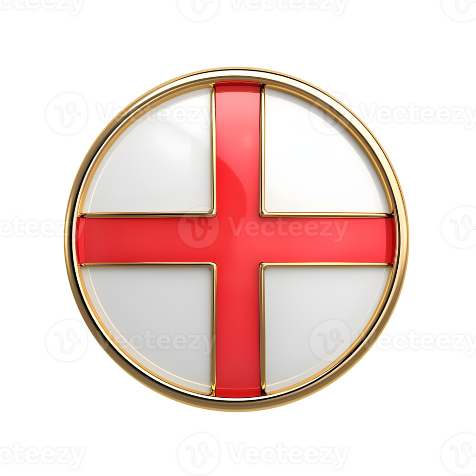 Glossy Round Button with English Flag Pattern isolated on transparent background png