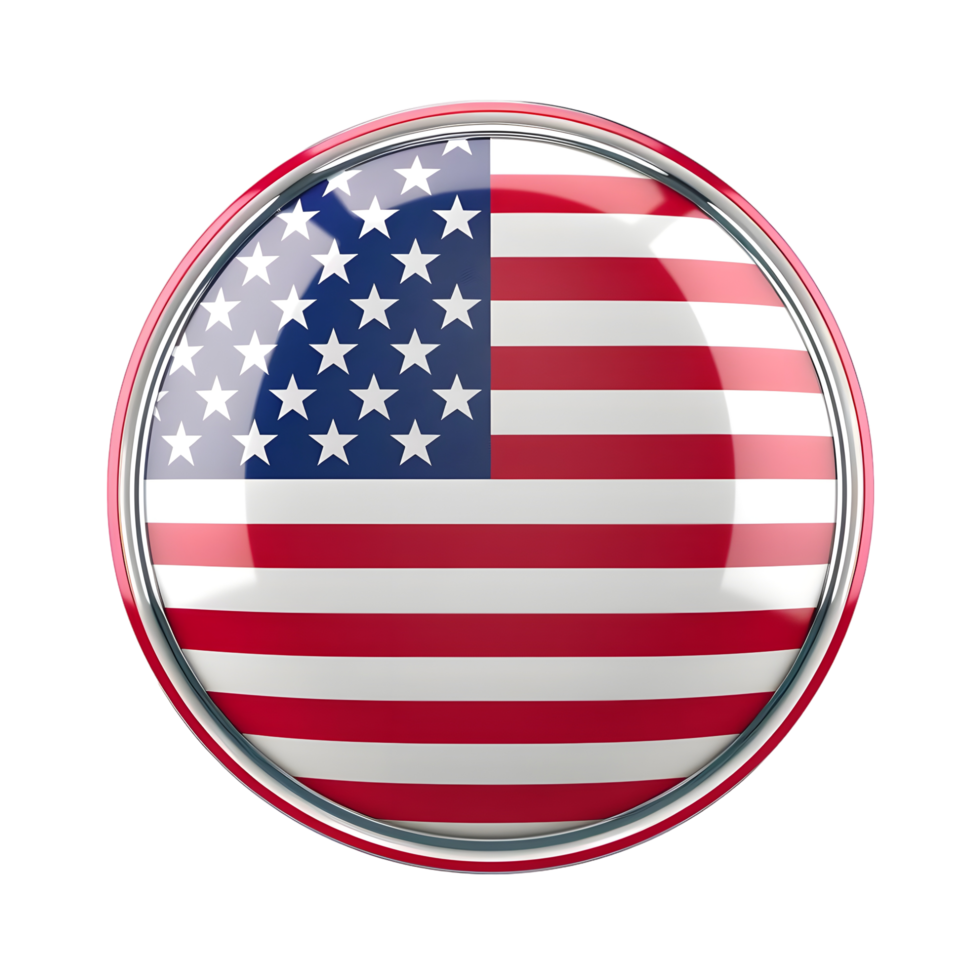 USA round flag badge isolated on transparent background png