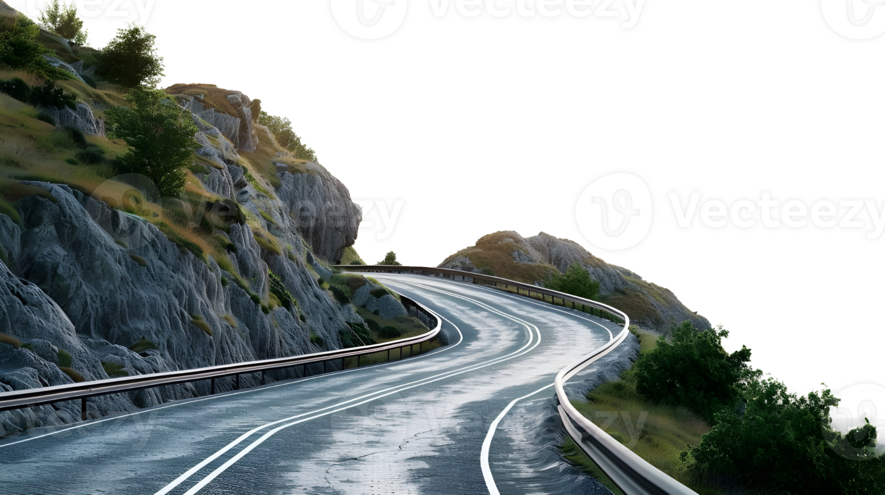 Winding Mountain Road isolated on transparent background png