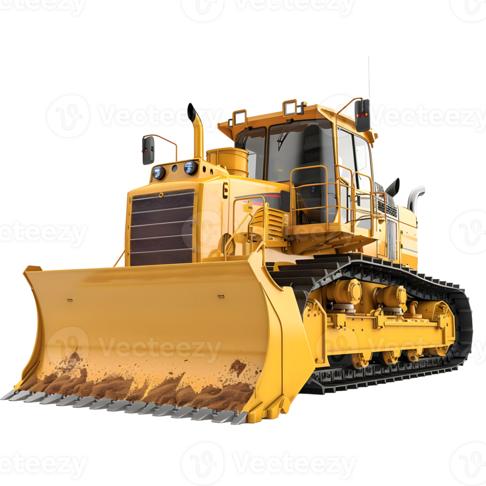 Yellow bulldozer isolated on transparent background png