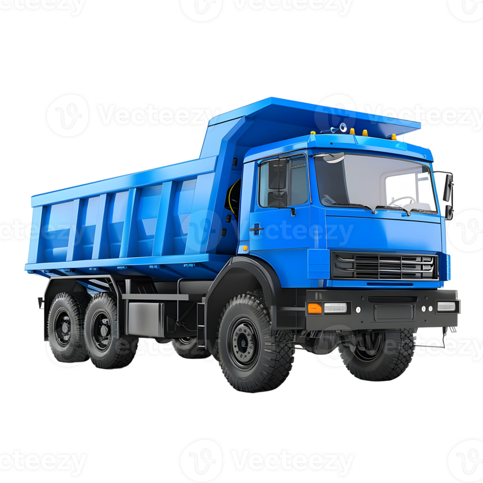 Blue Dump Truck in Front View isolated on transparent background png