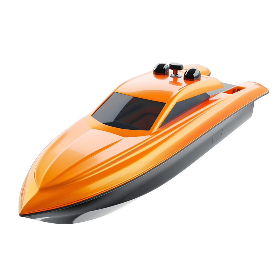 Orange speedboat with black trim isolated on transparent background png