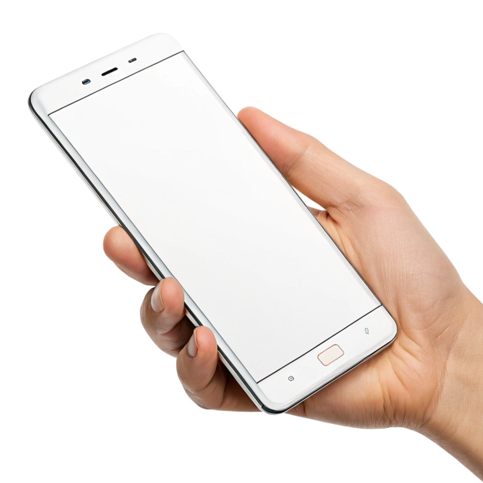 white smartphone mockup mobile phone empty white is isolated on transparent background png